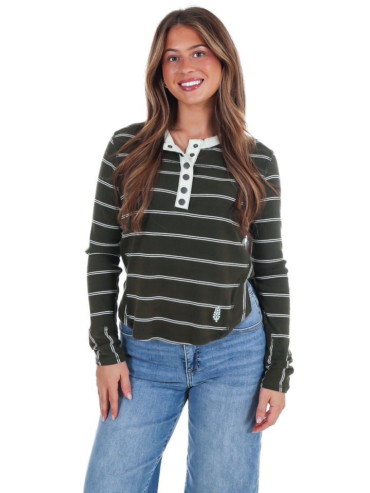Free People Cool Down Crew Stripe Top