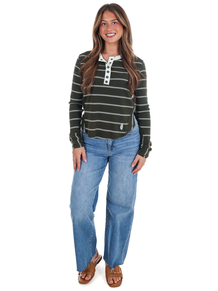 Free People Cool Down Crew Stripe Top