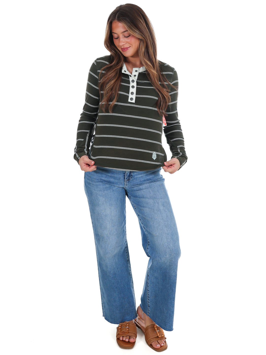 Free People Cool Down Crew Stripe Top