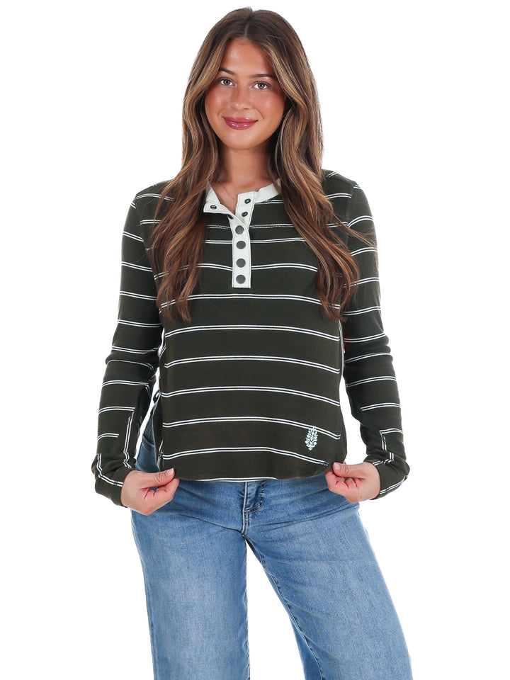 Free People Cool Down Crew Stripe Top