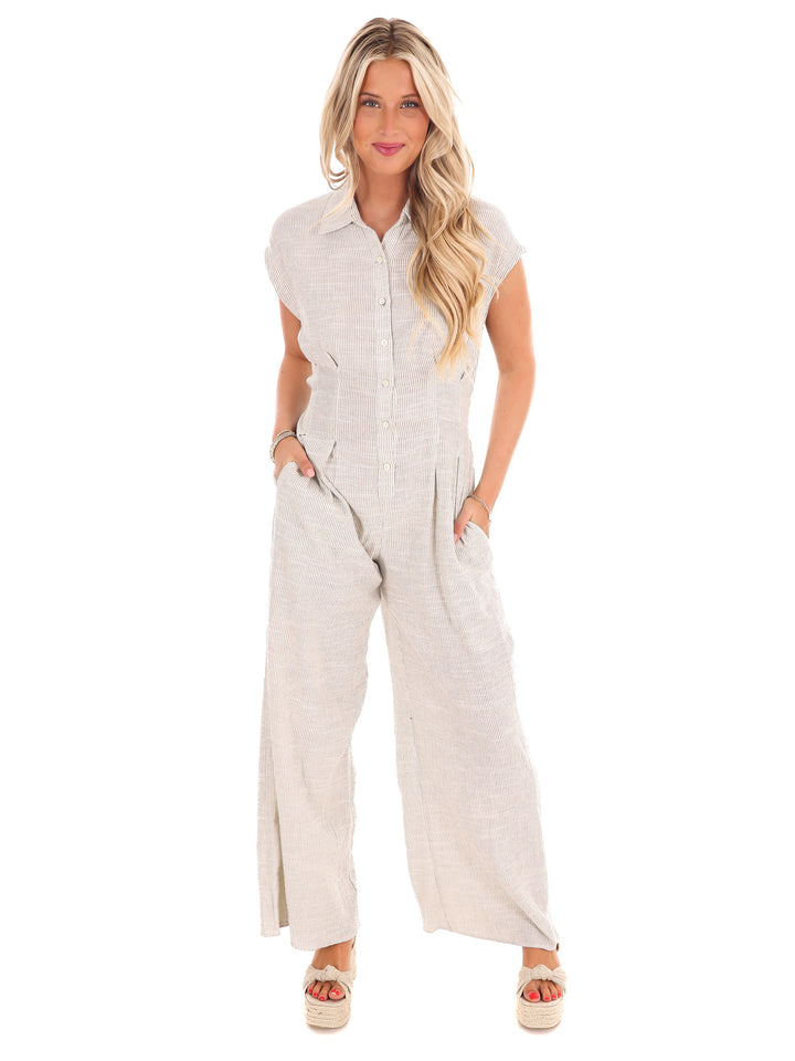 Big Feelings Linen Stripe Jumpsuit