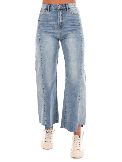 Last Minute Colorblock Raw Hem Jeans