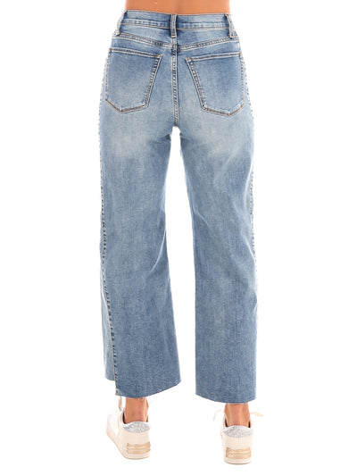 Last Minute Colorblock Raw Hem Jeans