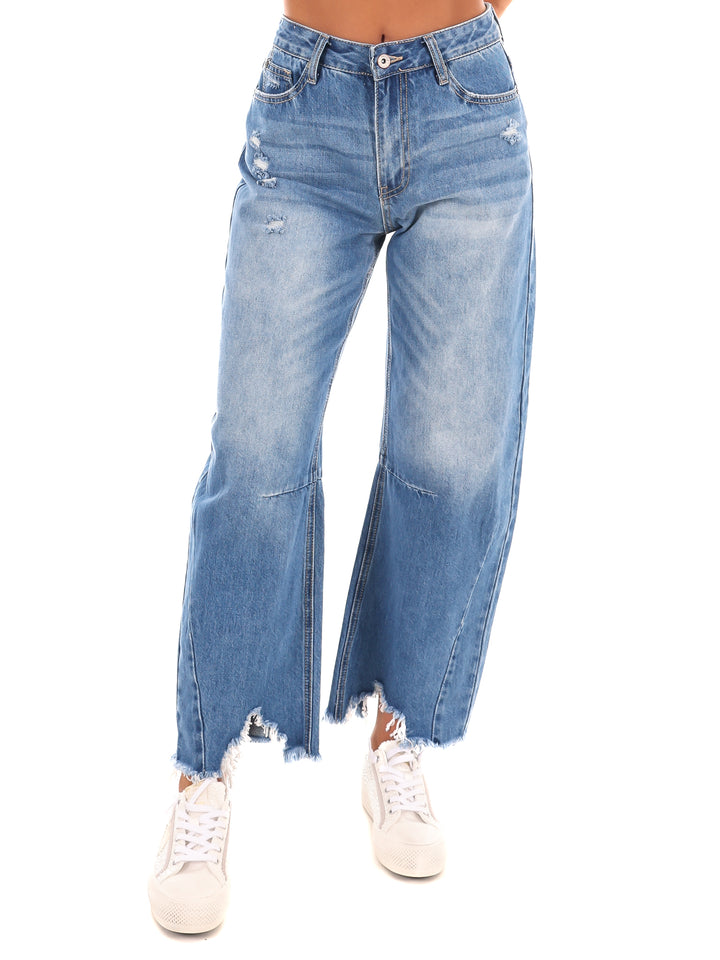 Urban Rebel High Rise Distressed Barrel Jeans