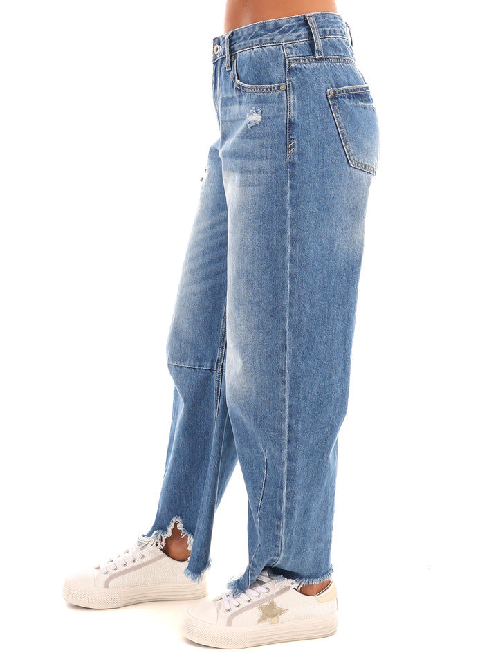 Urban Rebel High Rise Distressed Barrel Jeans