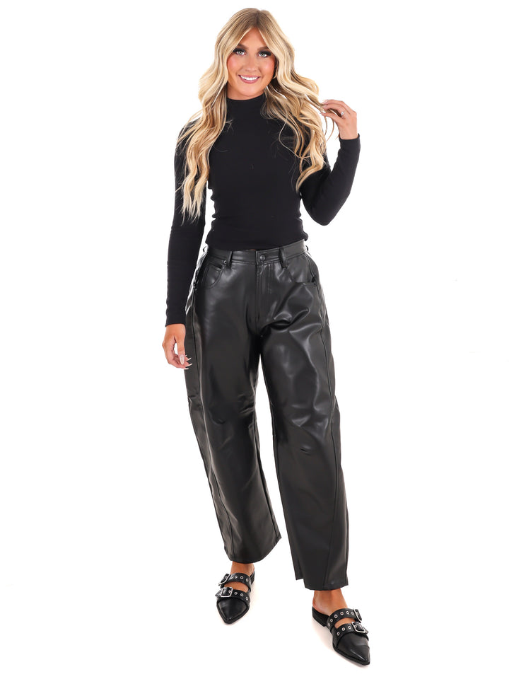 Nothing Really Matters Pleather Barrel Pants