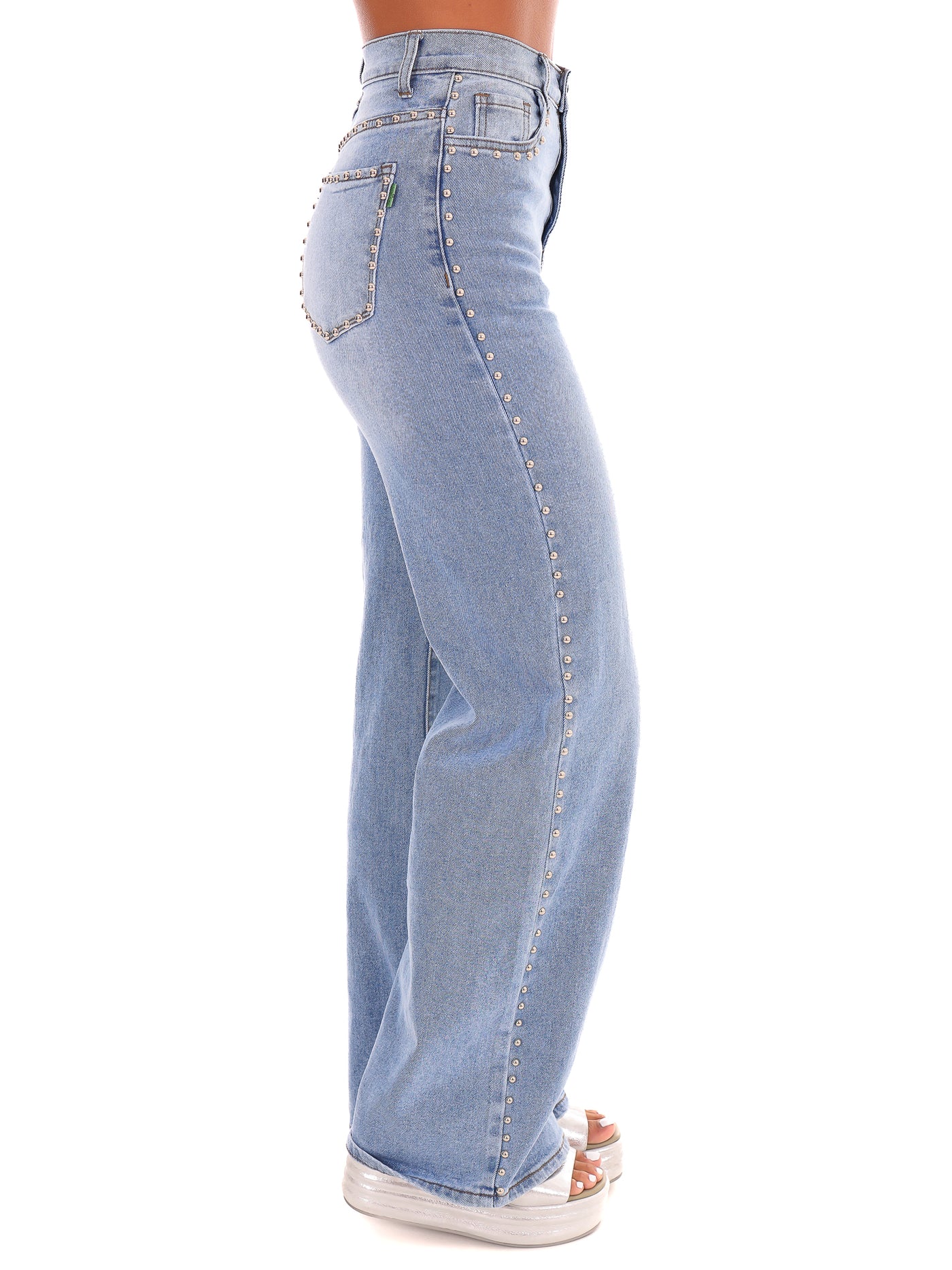 Get Your Attention Stud Wide Leg Jeans