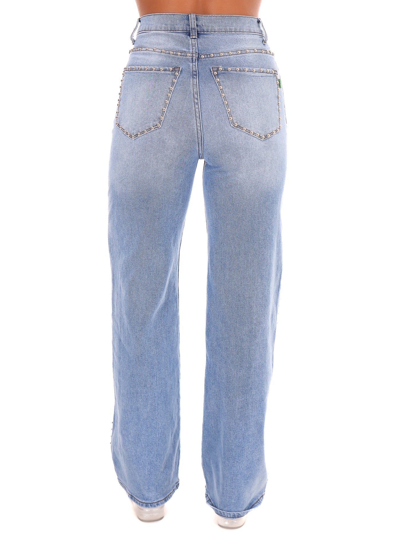 Get Your Attention Stud Wide Leg Jeans