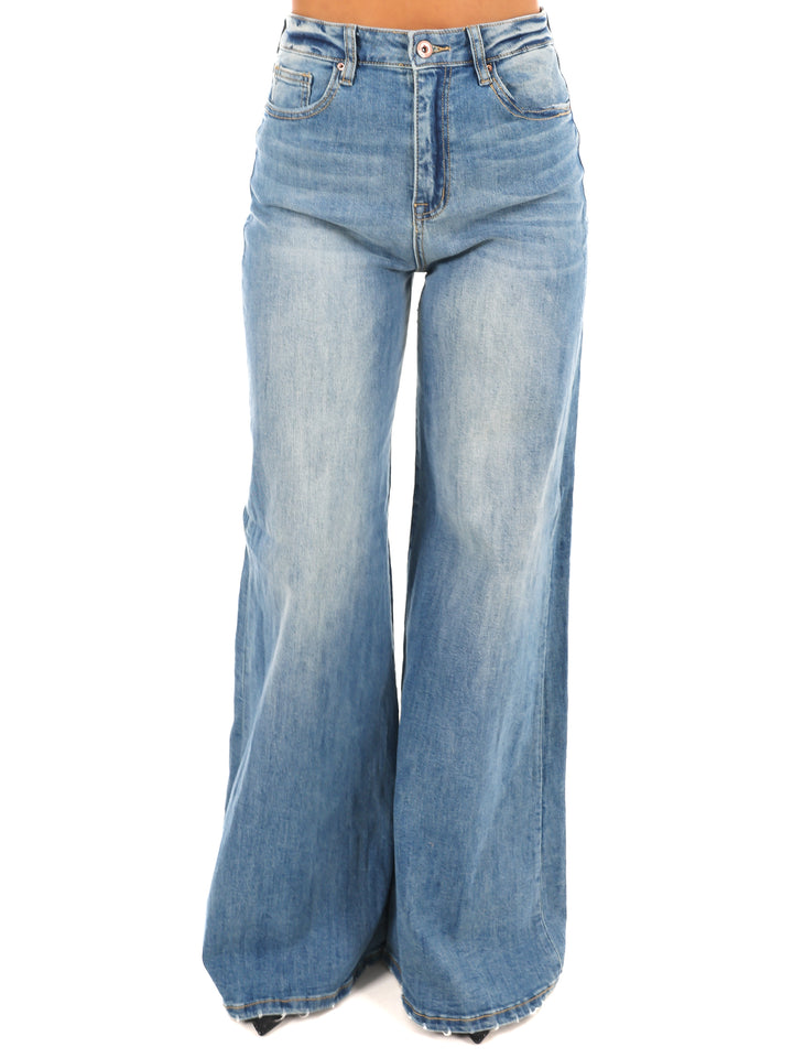 Great Day High Rise Super Wide Leg Jeans