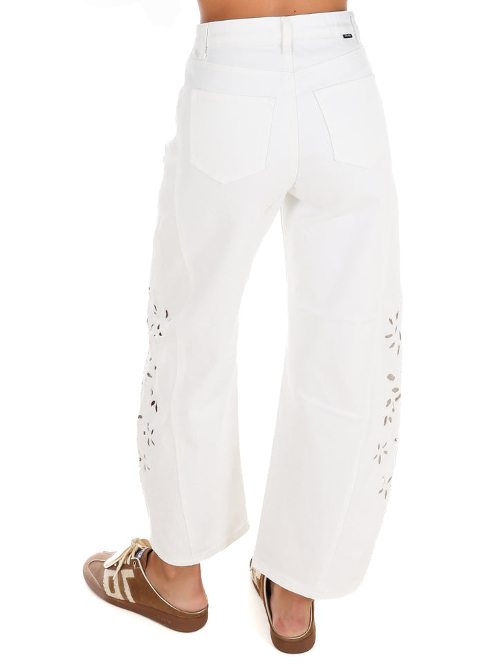 Daisy Drift Embroidered Barrel Jeans