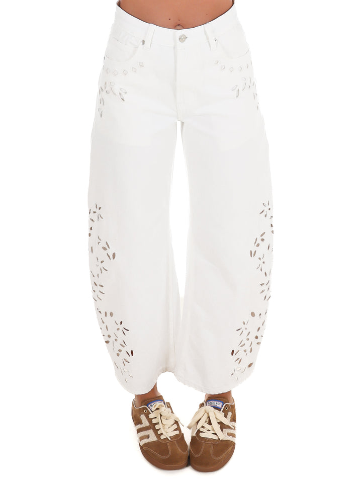 Daisy Drift Embroidered Barrel Jeans