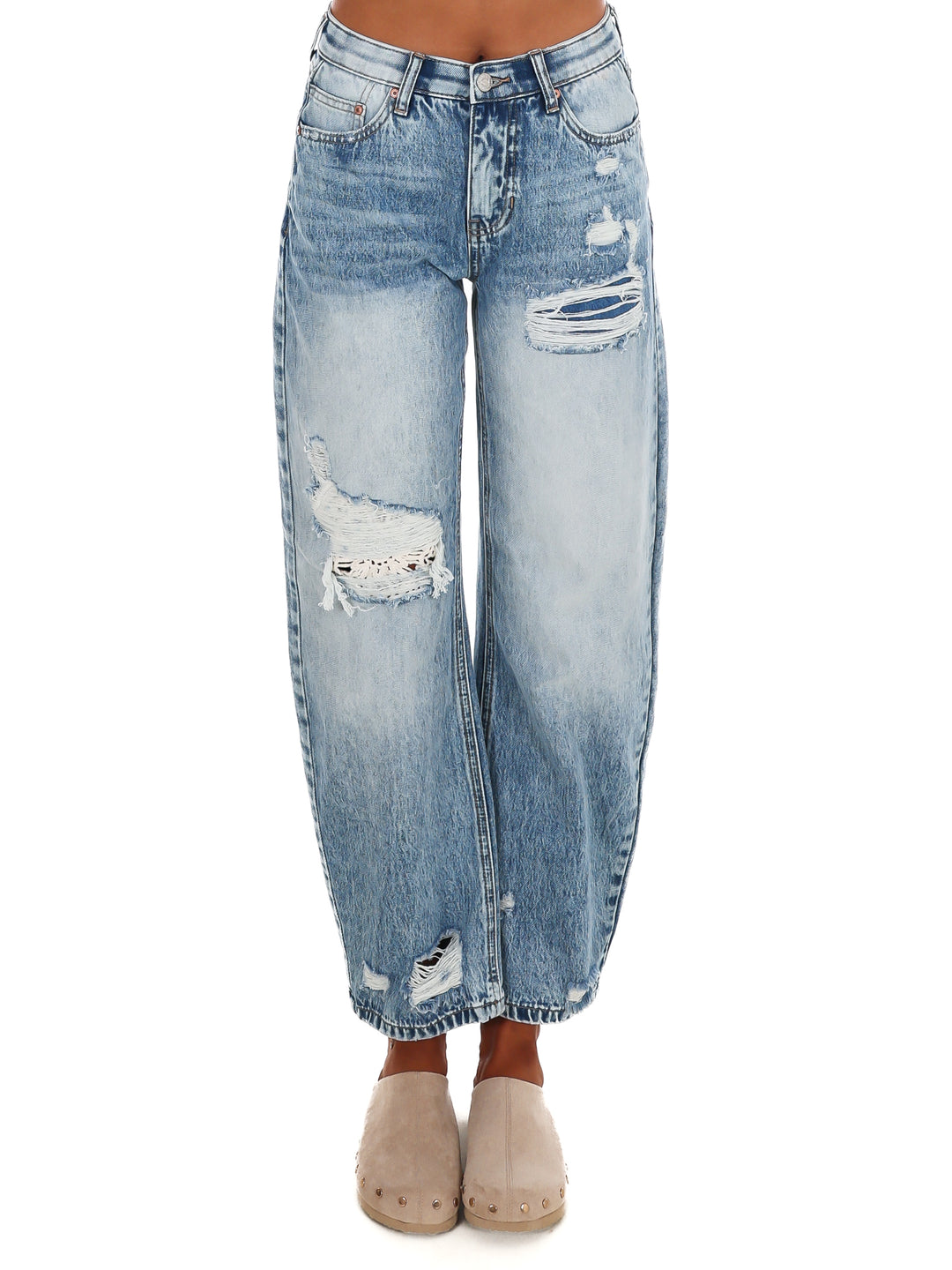 High Rise Crochet Barrel Jeans