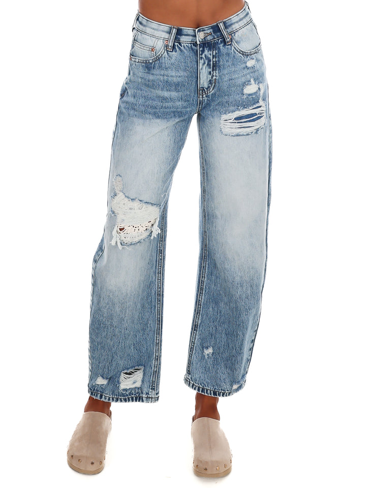 High Rise Crochet Barrel Jeans