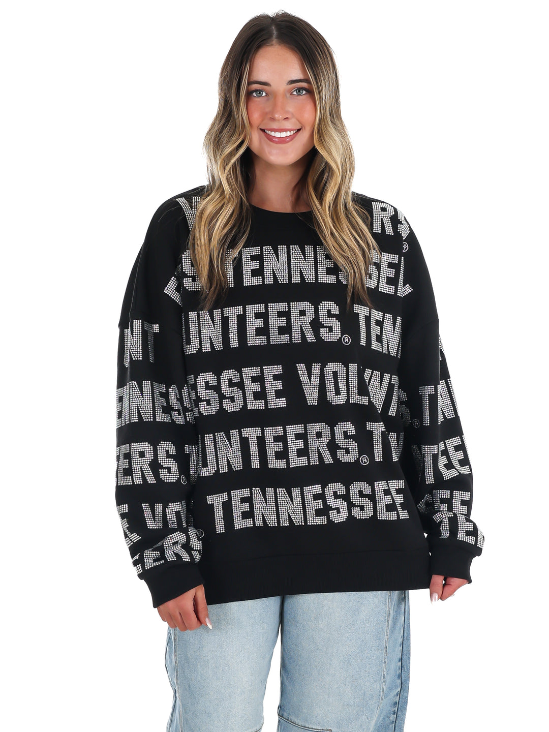 Tennessee Volunteers Rhinestone Drop Shoulder Crewneck Pullover