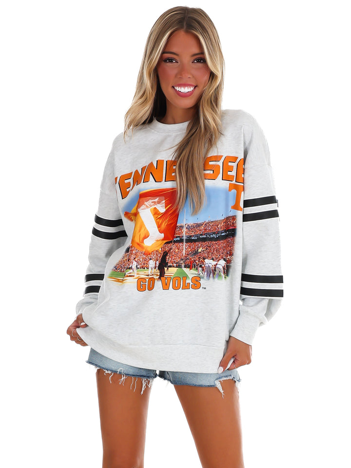 Tennessee Volunteers Stripe Sleeve Crewneck Sweatshirt