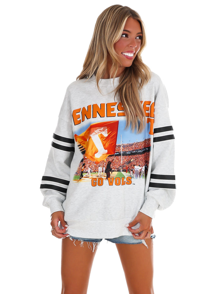 Tennessee Volunteers Stripe Sleeve Crewneck Sweatshirt