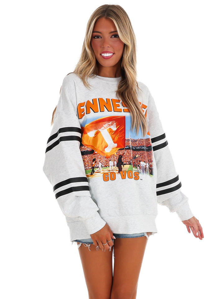 Tennessee Volunteers Stripe Sleeve Crewneck Sweatshirt