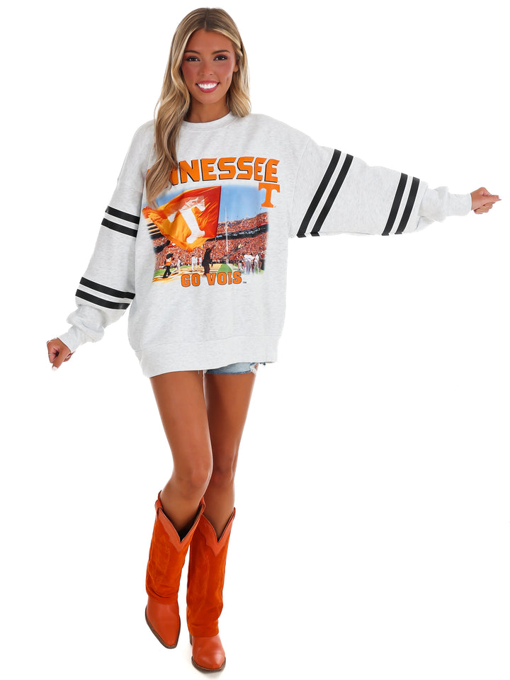 Tennessee Volunteers Stripe Sleeve Crewneck Sweatshirt