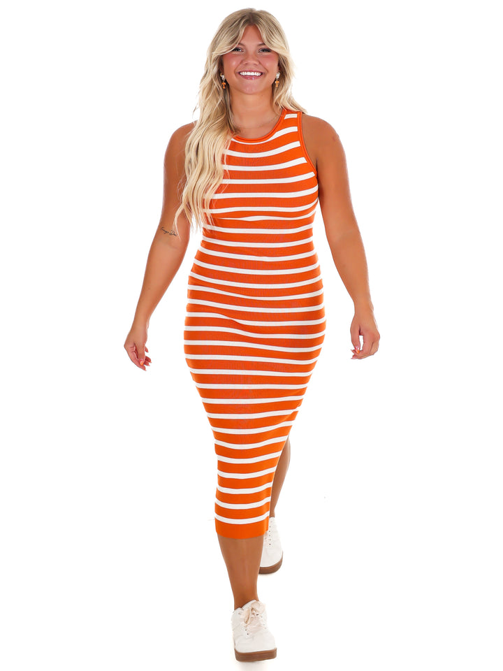 Cheer Loud Stripe Midi Dress