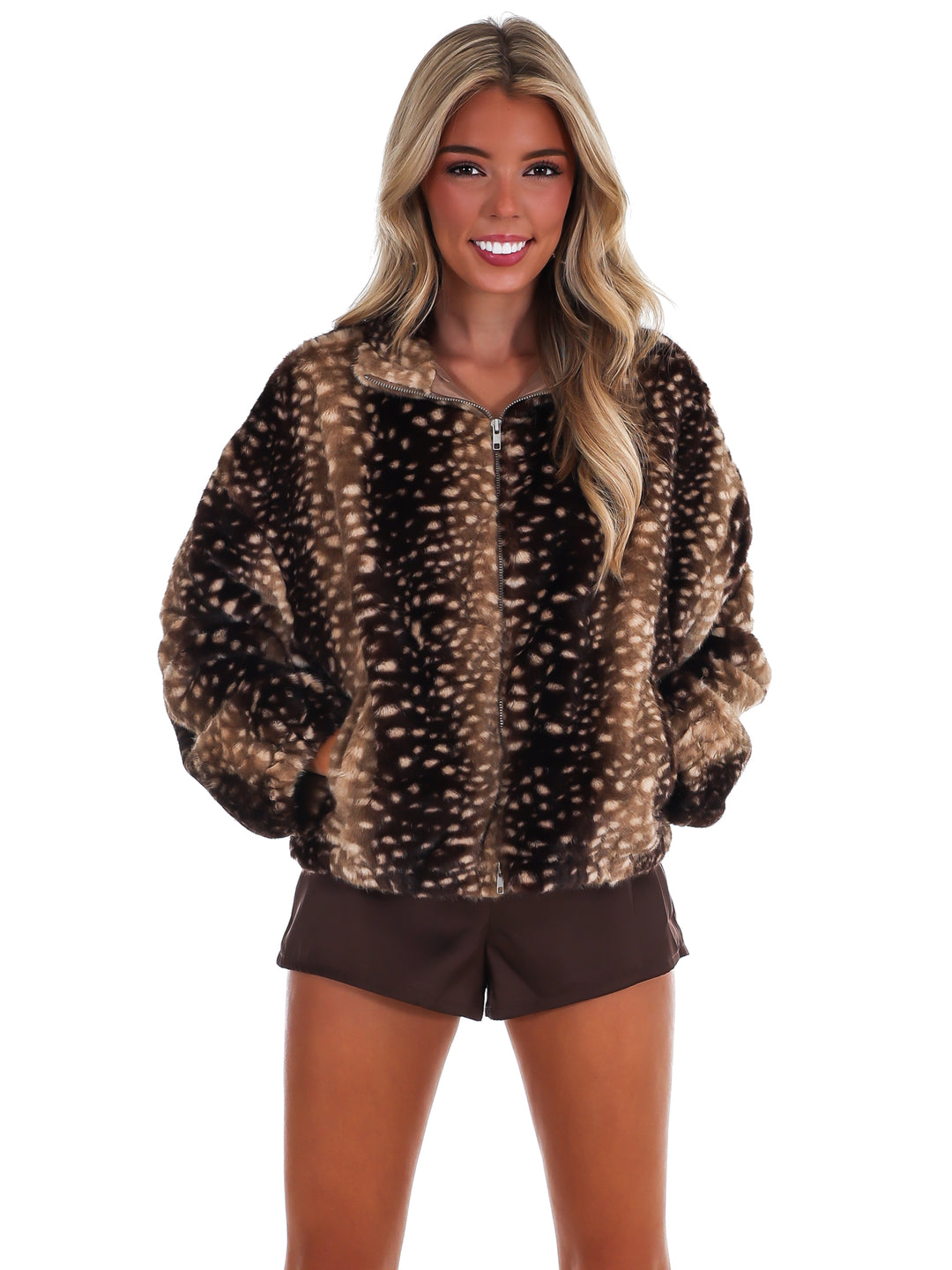 Mocha Fawn Faux Fur Jacket