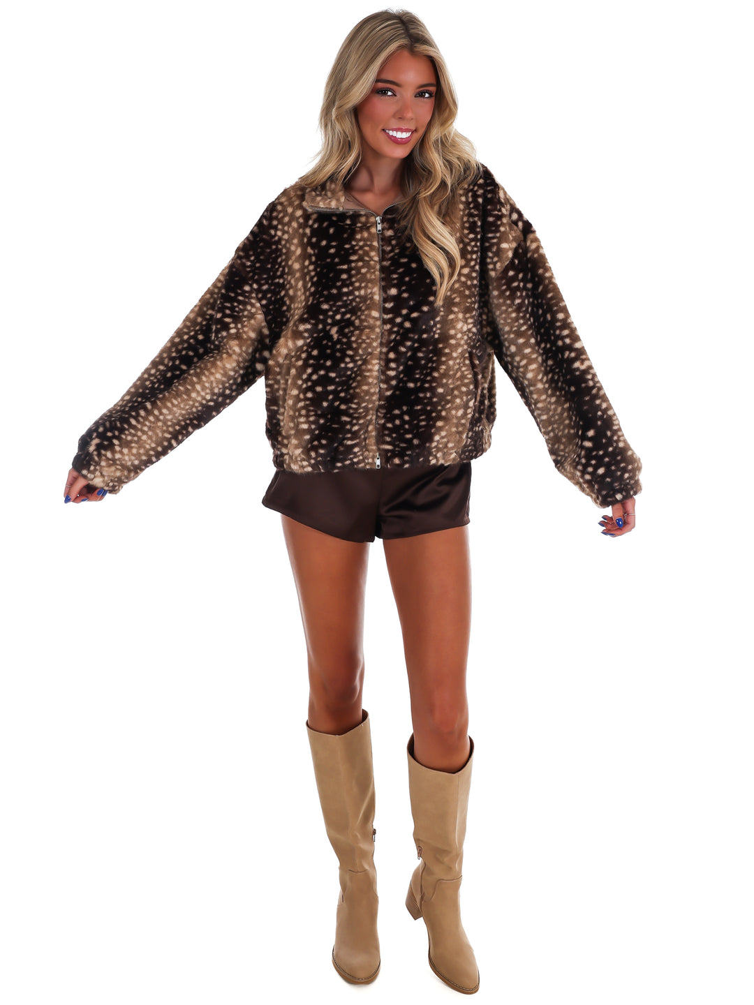 Mocha Fawn Faux Fur Jacket
