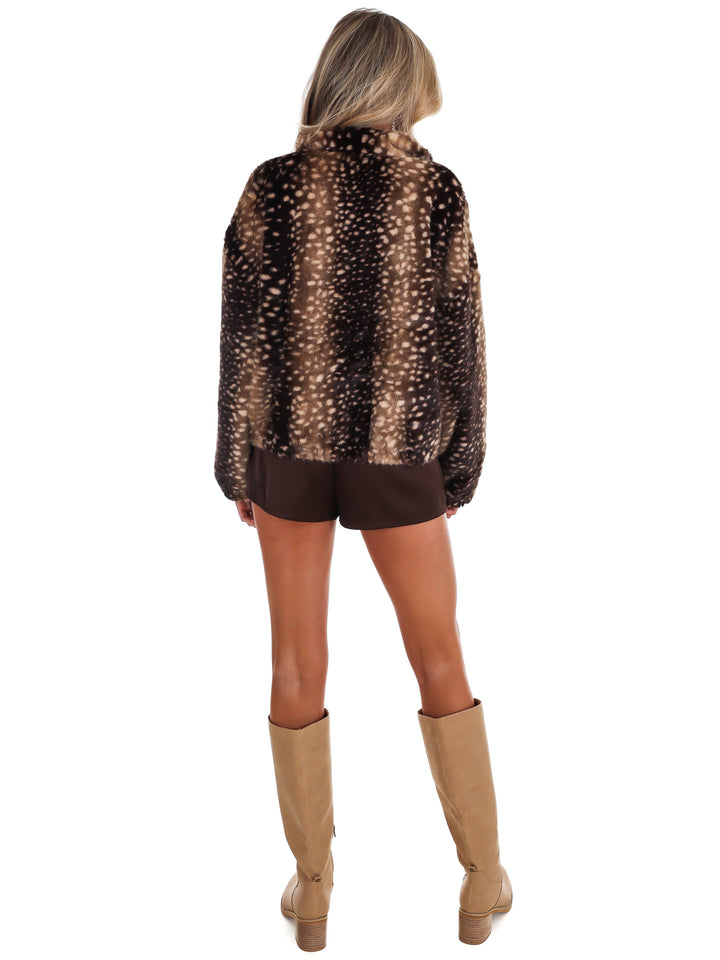Mocha Fawn Faux Fur Jacket