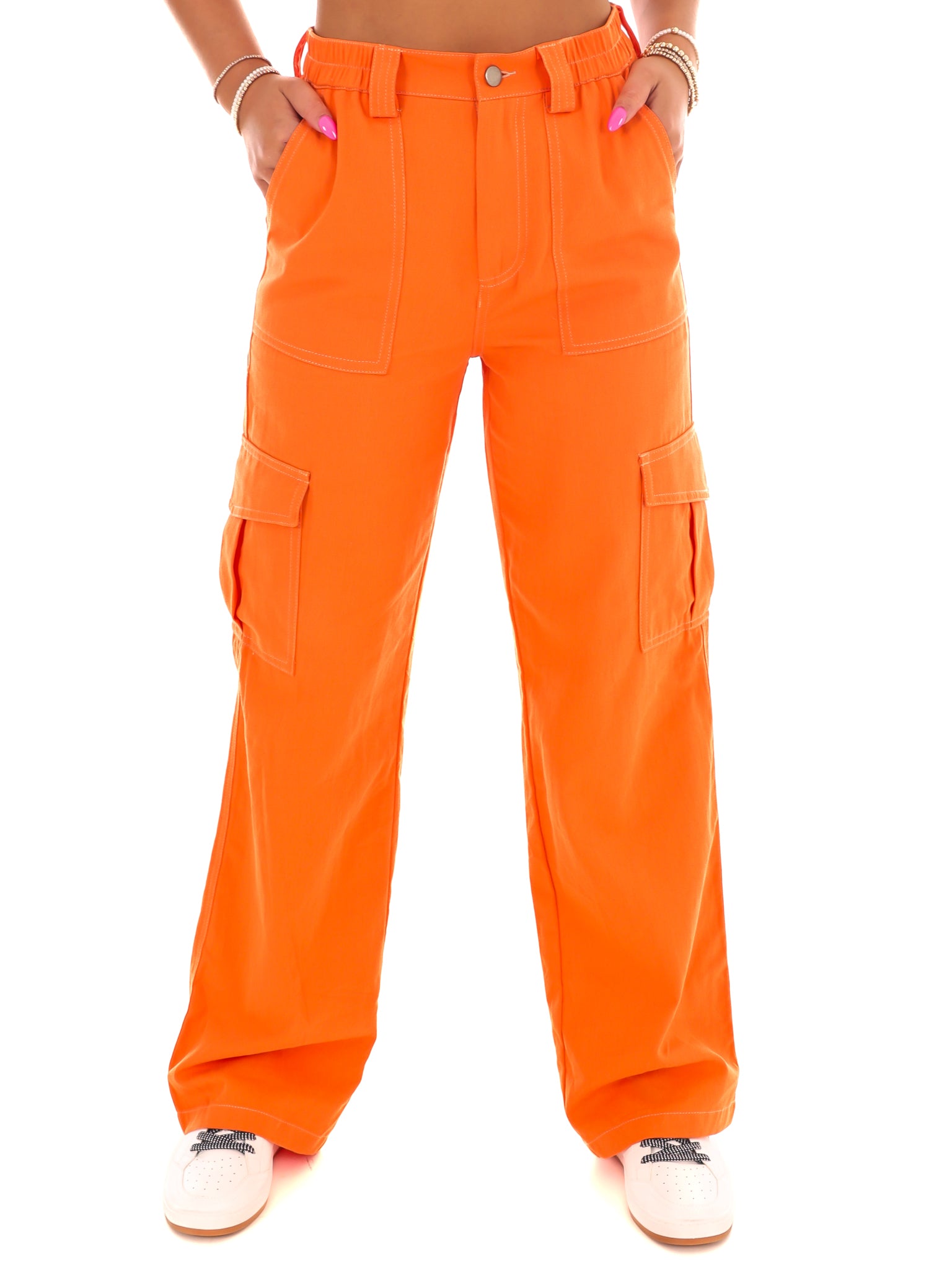 パンツ tightbooth 21ss baggy slacks orange YOLAI Streetwear Hip Hop Cargo Pant for Women High Waisted Baggy