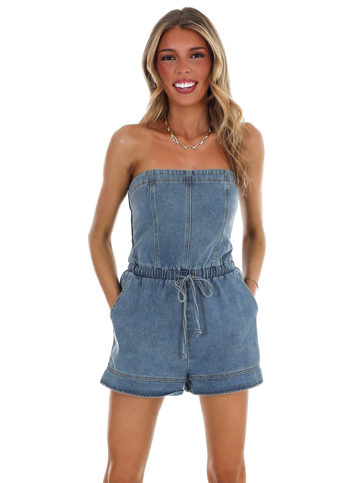 Color Me Denim Strapless Romper
