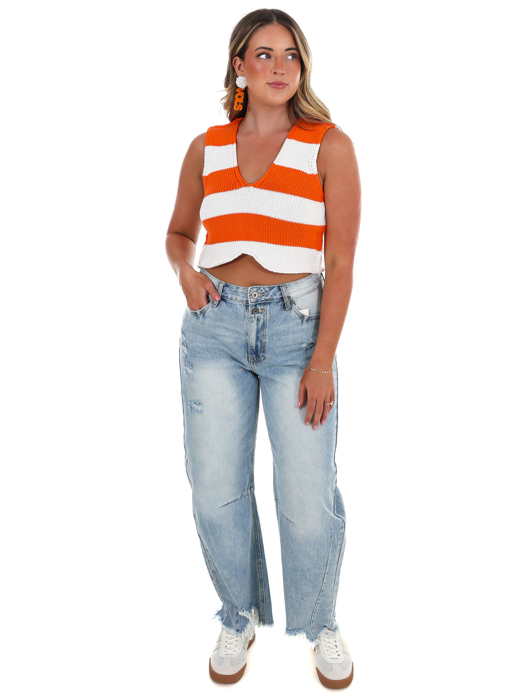 Halftime Hustle Stripe Cropped Top