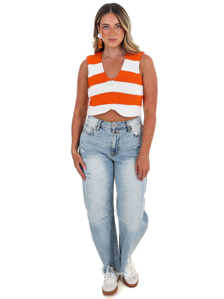 Halftime Hustle Stripe Cropped Top