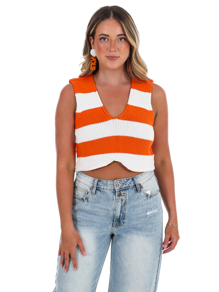 Halftime Hustle Stripe Cropped Top