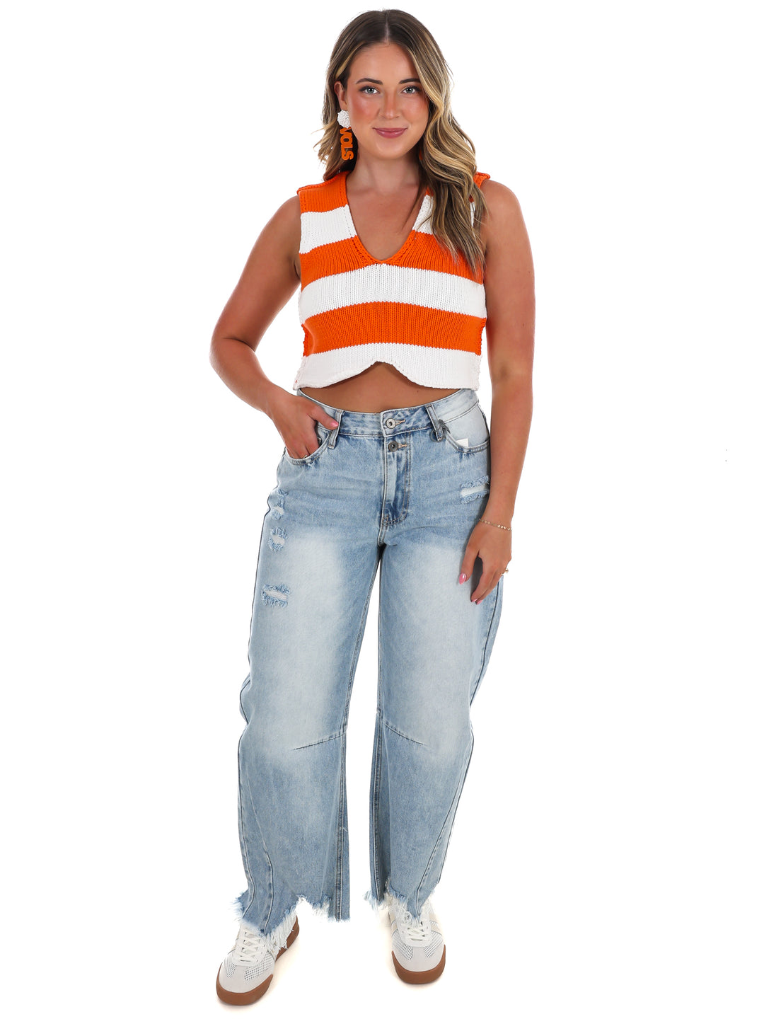 Halftime Hustle Stripe Cropped Top