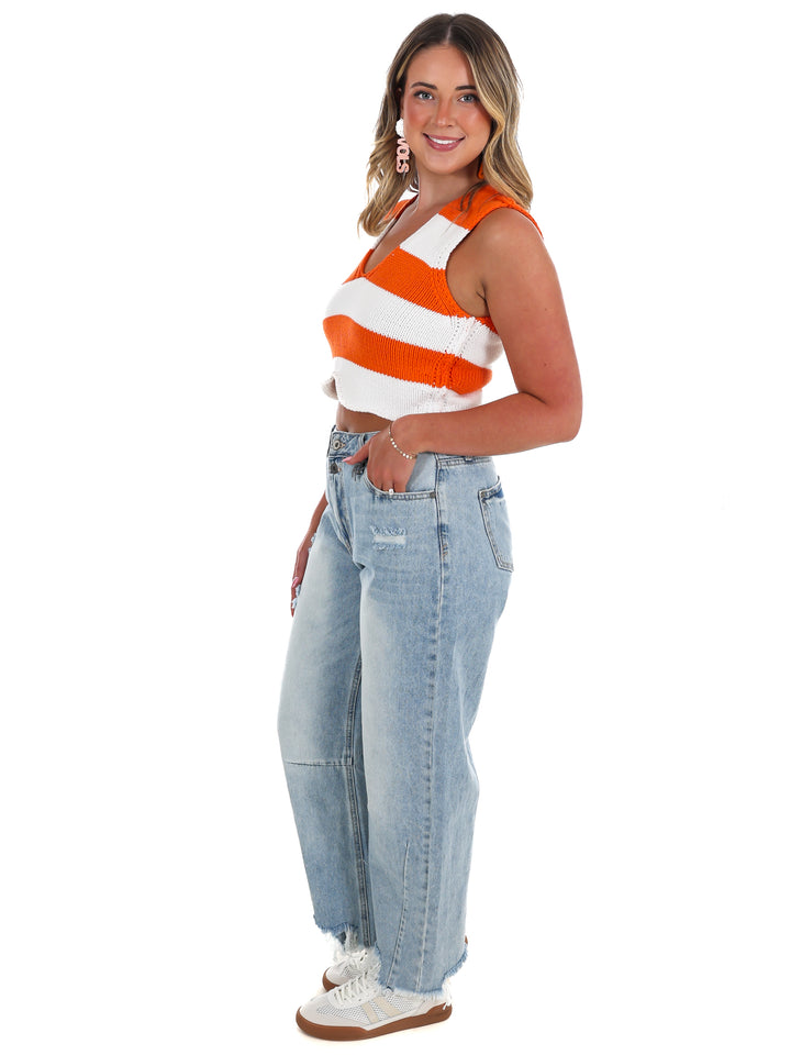 Halftime Hustle Stripe Cropped Top