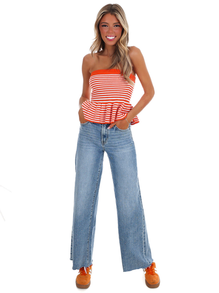 Full Volume Stripe Knit Tube Top