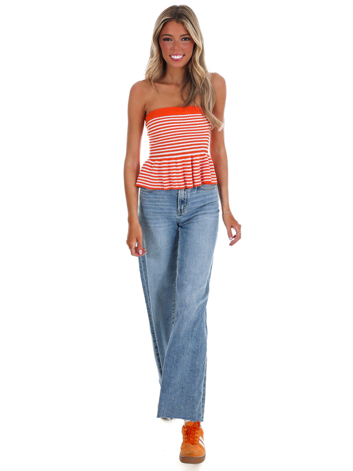 Full Volume Stripe Knit Tube Top
