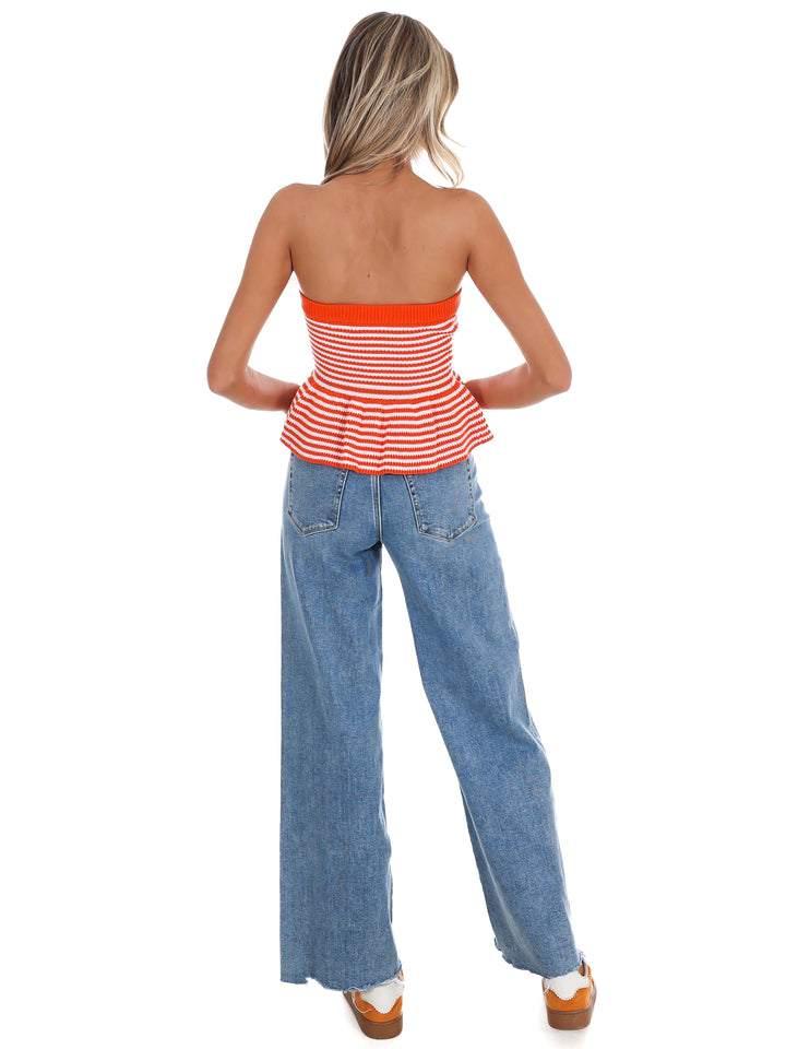 Full Volume Stripe Knit Tube Top