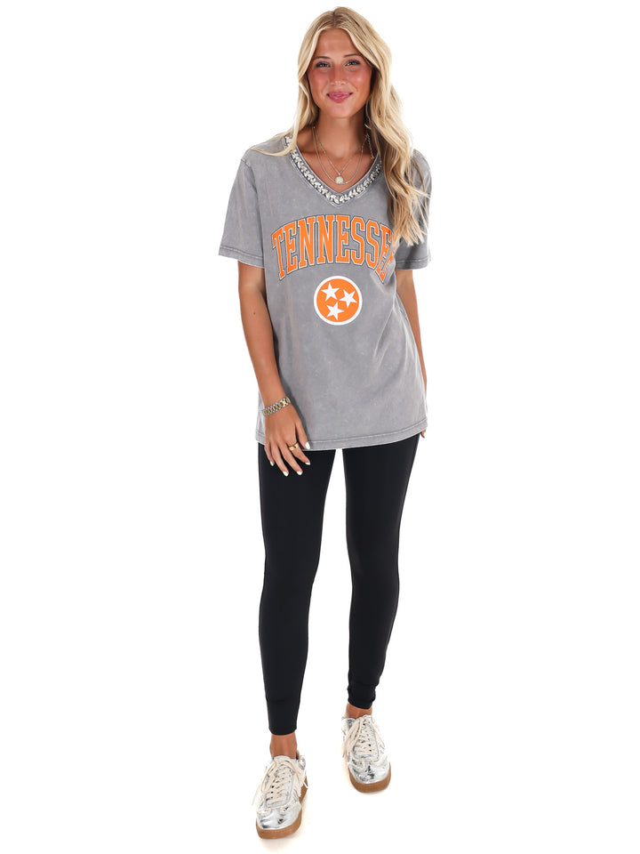University of Tennessee Jeweled Rhinestone V-Neck Tee
