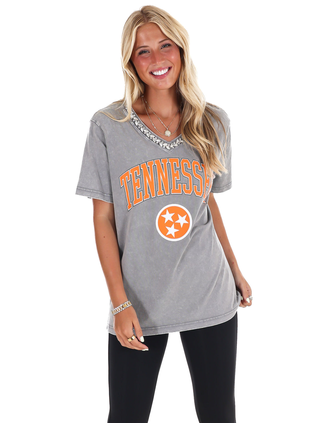 University of Tennessee Jeweled Rhinestone V-Neck Tee