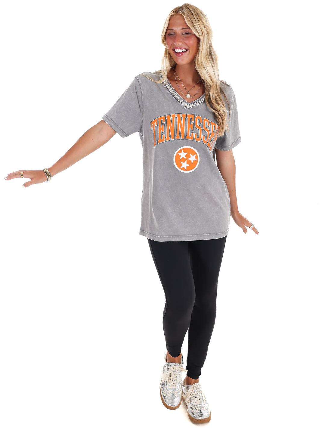 University of Tennessee Jeweled Rhinestone V-Neck Tee