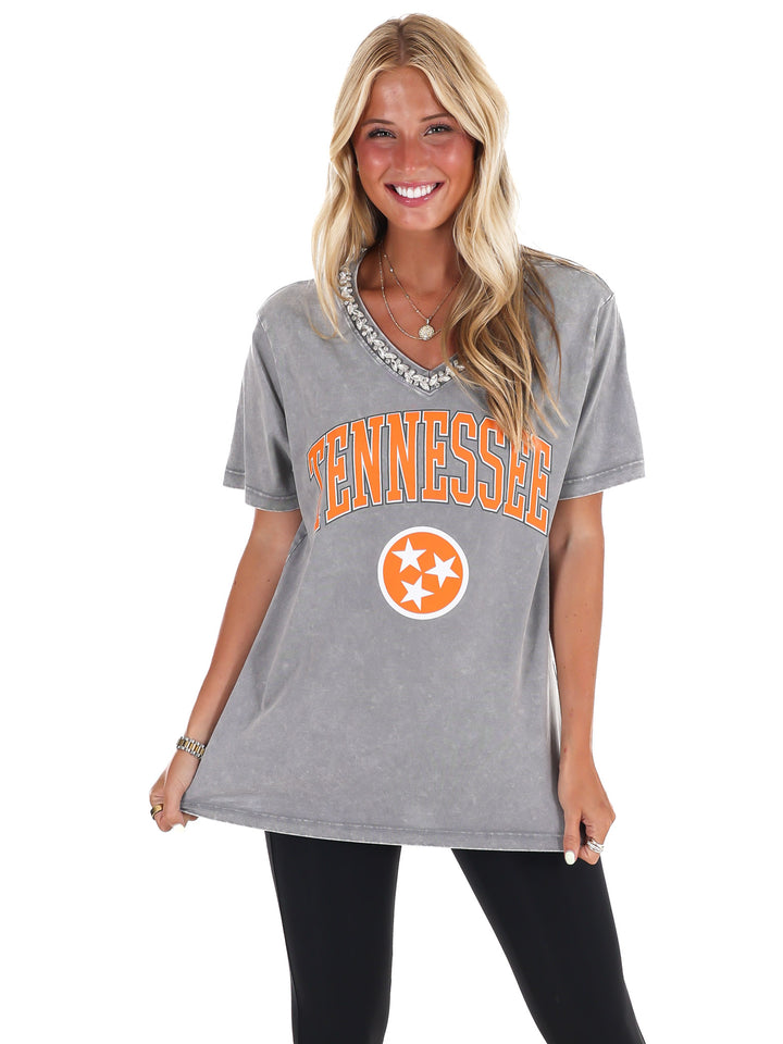 University of Tennessee Jeweled Rhinestone V-Neck Tee
