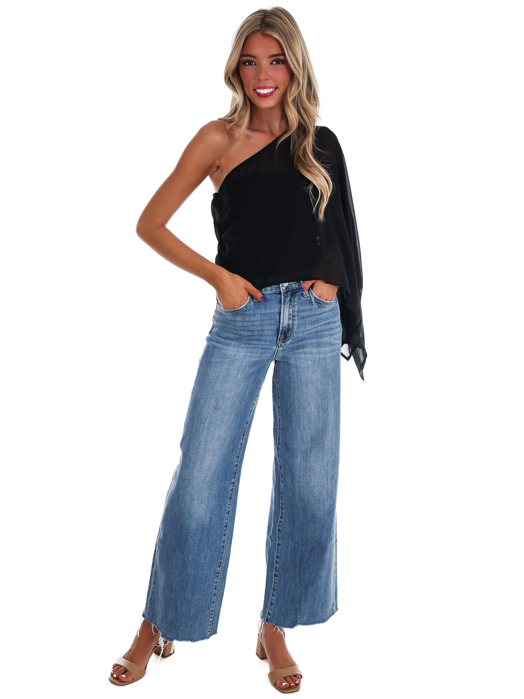 Elevated Evening Asymmetric One Shoulder Top