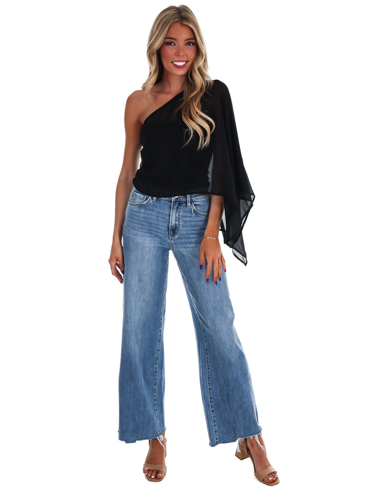 Elevated Evening Asymmetric One Shoulder Top