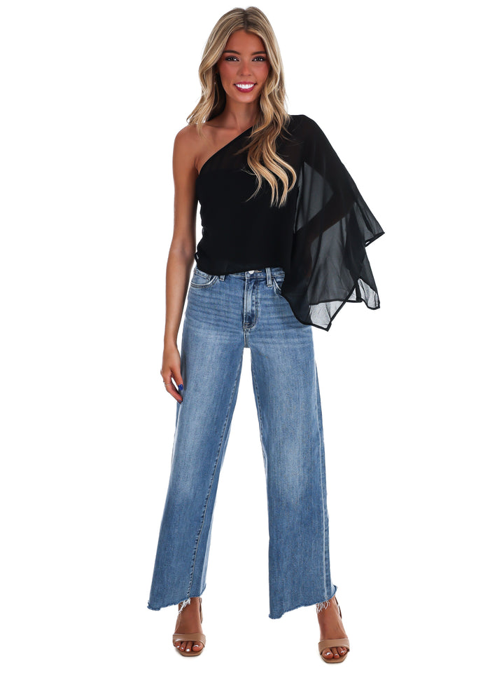 Elevated Evening Asymmetric One Shoulder Top