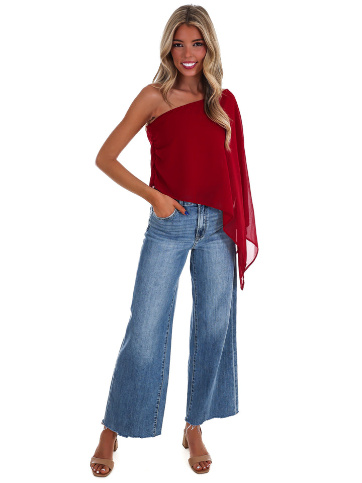 Elevated Evening Asymmetric One Shoulder Top