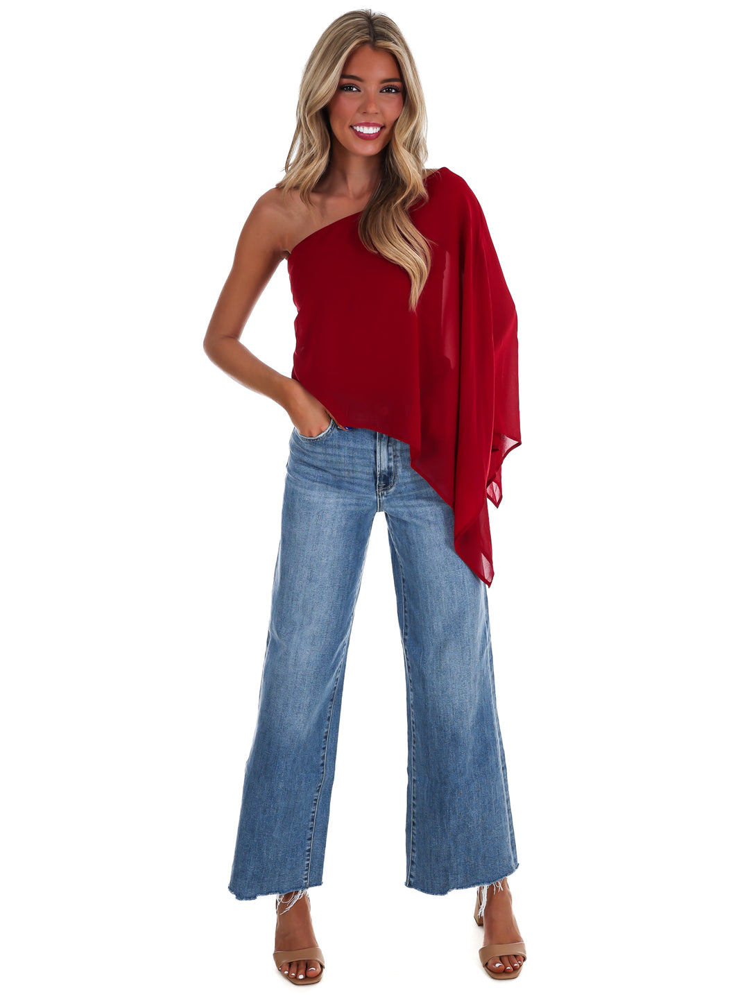 Elevated Evening Asymmetric One Shoulder Top