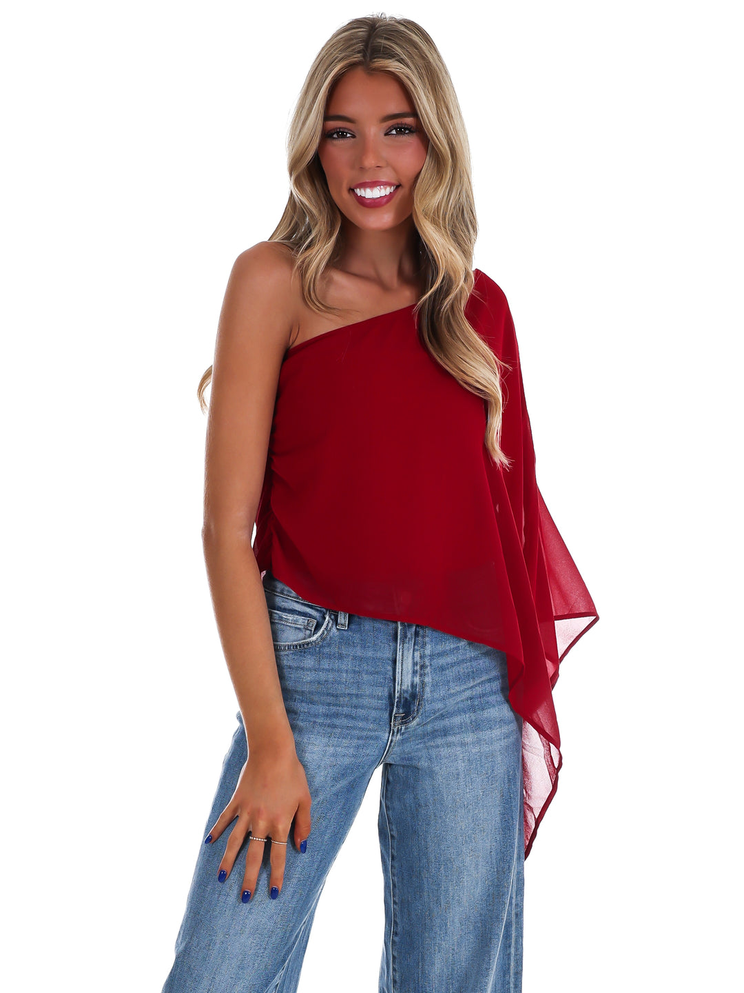 Elevated Evening Asymmetric One Shoulder Top
