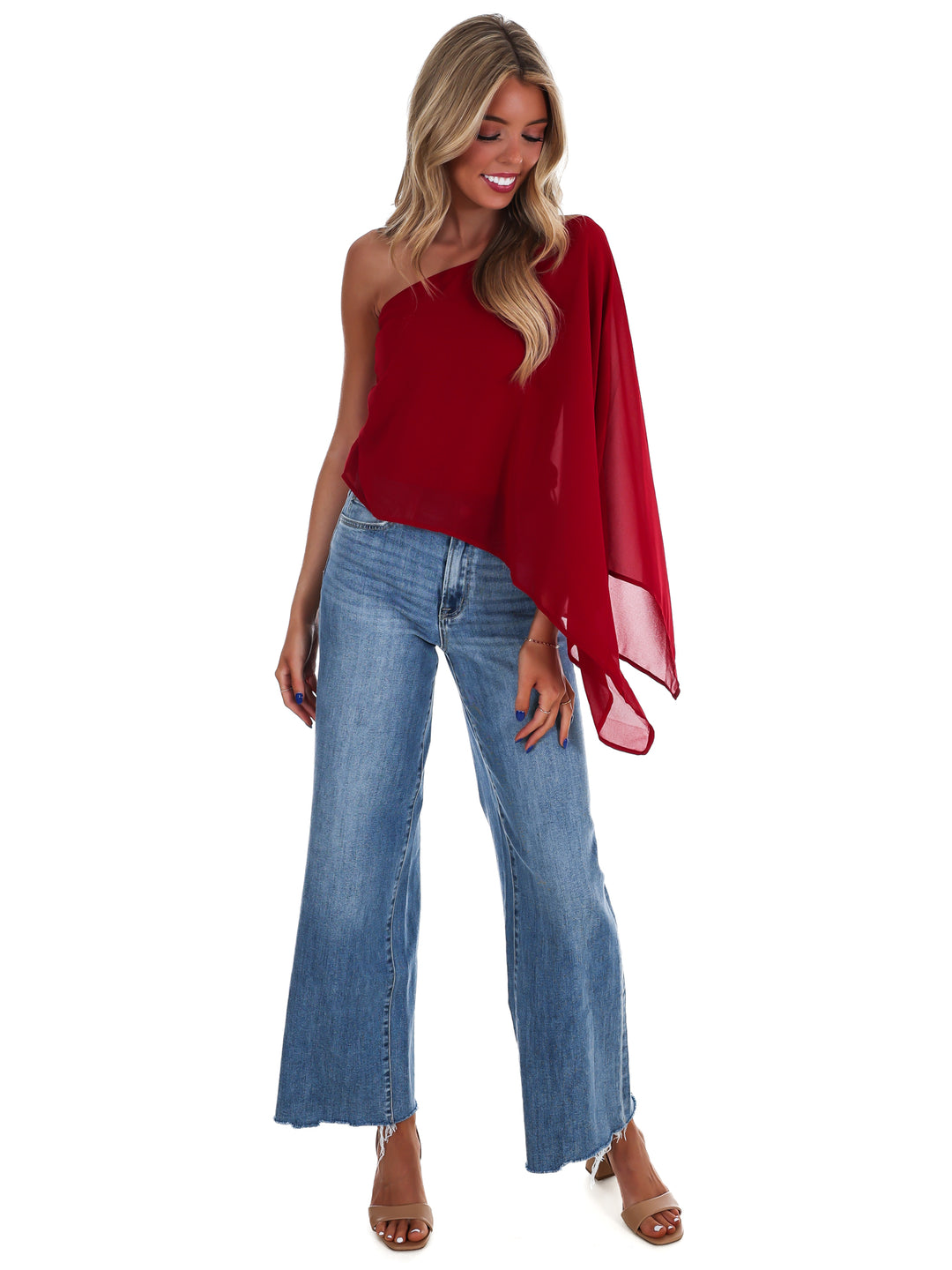 Elevated Evening Asymmetric One Shoulder Top