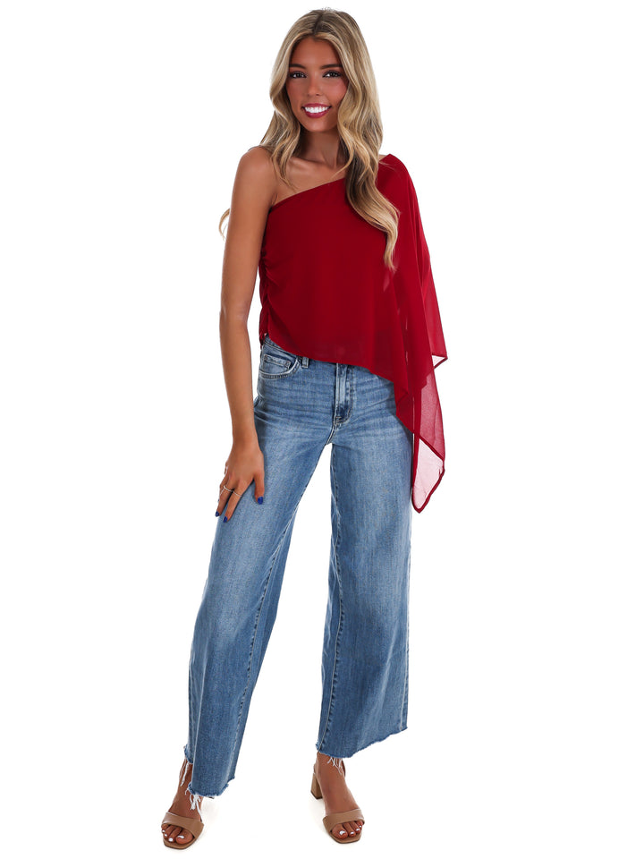Elevated Evening Asymmetric One Shoulder Top