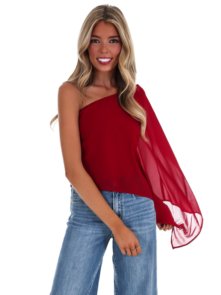 Elevated Evening Asymmetric One Shoulder Top