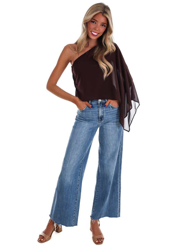 Elevated Evening Asymmetric One Shoulder Top